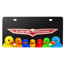 Jeep Trailhawk 3D Logo on Rubber Ducks Graphic Black Metal License Plate