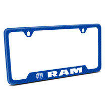 RAM New Blue Carbon Fiber Texture ABS Plastic 50 States License Plate Frame