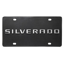 Chevrolet Silverado 3D Logo on Real Black Carbon Fiber License Plate