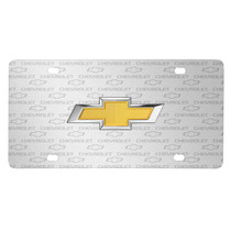 Chevrolet Golden in 3D Logo on Logo Pattern Brushed Aluminum License Plate