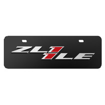 Chevrolet Camaro ZL1-1LE 3D Logo 12" x 4.25" European Look Black Half-Size Stainless Steel License Plate