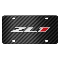 Chevrolet Camaro ZL1 3D Logo on Black Carbon Fiber Pattern Stainless Steel License Plate