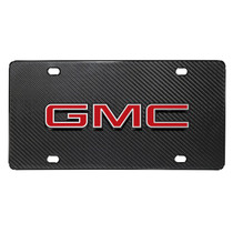 GMC Red Inlay 3D Logo on Real Black Carbon Fiber License Plate