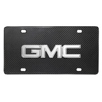GMC 3D Chrome Metal Logo on Real Black Carbon Fiber License Plate
