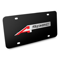 Acura A-Spec Dual Logo in 3D on Black Stainless Steel License Plate