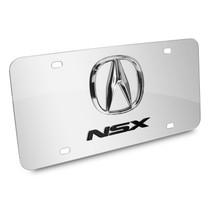 Acura NSX Dual Logo in 3D on Mirror Chrome Stainless Steel License Plate