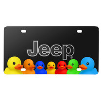 Jeep 3D Logo in Black on Rubber Ducks Graphic Black Metal License Plate