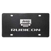 Jeep Rubicon 3D Red Edge Logo on Real Black Carbon Fiber License Plate