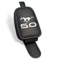 Ford Mustang 5.0 Rectangle Black Leather Magnetic Sunglass Holder Car Sun Visor Mount Clip