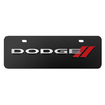Dodge 3D Logo 12" x 4.25" European Look Black Half-Size Stainless Steel License Plate