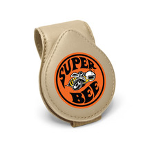 Dodge Supper-Bee Beige Leather Magnetic Sunglass Holder Car Sun Visor Mount Clip