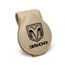 RAM 3500 Beige Leather Magnetic Sunglass Holder Car Sun Visor Mount Clip