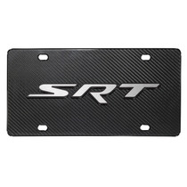 Dodge SRT 3D Logo on Real Black Carbon Fiber License Plate