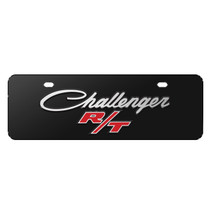 Dodge Challenger R/T Classic 3D Logo 12" x 4.25" European Look Black Half-Size Stainless Steel License Plate