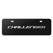 Dodge Challenger 3D Logo 12" x 4.25" European Look Black Half-Size Stainless Steel License Plate
