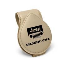 Jeep Rubicon Wrangler Beige Leather Magnetic Sunglass Holder Car Sun Visor Mount Clip