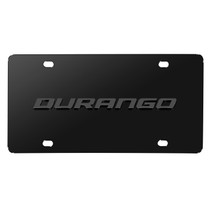 Dodge Durango 3D Dark Gray Logo on Black Stainless Steel License Plate