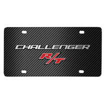 Dodge Challenger R/T 3D Logo Black Carbon Fiber Patten Steel License Plate
