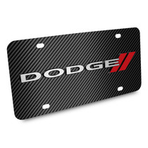 Dodge 3D Logo on Black Carbon Fiber Patten Stainless Steel License Plate