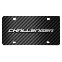 Dodge Challenger 3D Logo Black Carbon Fiber Patten Steel License Plate