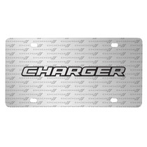 Dodge Charger 3D Logo on Logo Pattern Brushed Aluminum License Plate