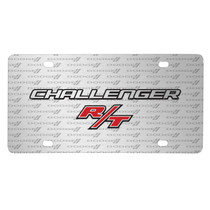 Dodge Challenger R/T 3D Logo on Logo Pattern Brushed Aluminum License Plate