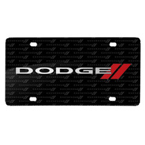Dodge 3D Logo on Logo Pattern Black Aluminum Metal License Plate