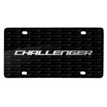 Dodge Challenger 3D Logo on Logo Pattern Black Aluminum License Plate