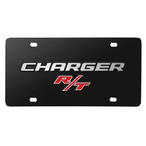 Dodge Charger R/T 3D Logo on Black Stainless Steel License Plate