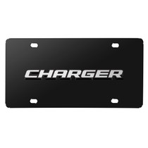 Dodge Charger 3D Nameplate Black Stainless Steel License Plate