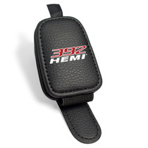 HEMI 392 Rectangle Black Leather Magnetic Sunglass Holder Car Sun Visor Mount Clip