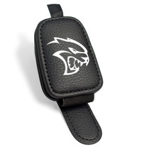 Dodge SRT Hellcat Rectangle Black Leather Magnetic Sunglass Holder Car Sun Visor Mount Clip