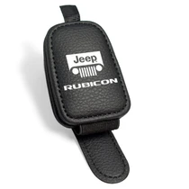 Jeep Rubicon Wrangler Rectangle Black Leather Magnetic Sunglass Holder Car Sun Visor Mount Clip