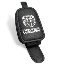 RAM Power Wagon Rectangle Black Leather Magnetic Sunglass Holder Car Sun Visor Mount Clip