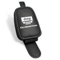 Jeep Gladiator Rectangle Black Leather Magnetic Sunglass Holder Car Sun Visor Mount Clip