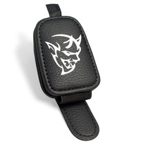 Dodge Demon Logo Rectangle Black Leather Magnetic Sunglass Holder Car Sun Visor Mount Clip