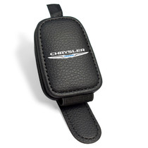 Chrysler Rectangle Black Leather Magnetic Sunglass Holder Car Sun Visor Mount Clip