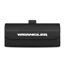 Jeep Wrangler Black Leather Sunglass Case Car Sun Visor Mount Clip