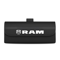 RAM 2019 up Black Leather Sunglass Case Car Sun Visor Mount Clip