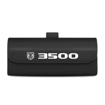 RAM 3500 Black Leather Sunglass Case Car Sun Visor Mount Clip