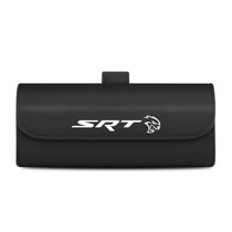 Dodge SRT Hellcat Black Leather Sunglass Case Car Sun Visor Mount Clip