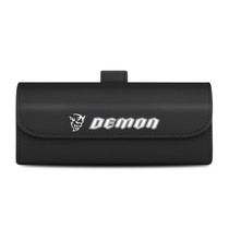 Dodge Demon Black Leather Sunglass Case Car Sun Visor Mount Clip