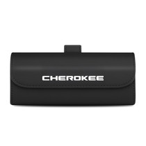 Jeep Cherokee Black Leather Sunglass Case Car Sun Visor Mount Clip