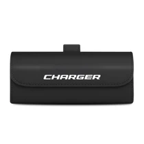 Dodge Charger Black Leather Sunglass Case Car Sun Visor Mount Clip