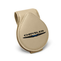 Chrysler Beige Leather Magnetic Sunglass Holder Car Sun Visor Mount Clip