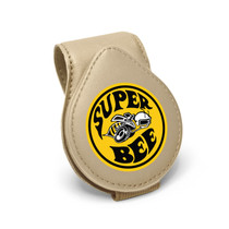 Dodge Supper-Bee in Yellow Beige Leather Magnetic Sunglass Holder Car Sun Visor Mount Clip