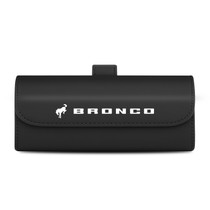 Ford Bronco Black Leather Sunglass Case Car Sun Visor Mount Clip