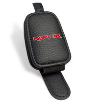 Ford F-150 Raptor in Red Rectangle Black Leather Magnetic Sunglass Holder Car Sun Visor Mount Clip