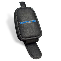 Ford F-150 Raptor in Blue Rectangle Black Leather Magnetic Sunglass Holder Car Sun Visor Mount Clip