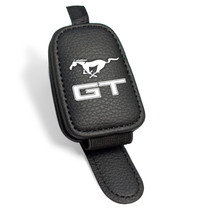 Ford Mustang GT Rectangle Black Leather Magnetic Sunglass Holder Car Sun Visor Mount Clip